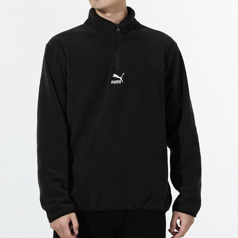 PUMA Classics Polar Fleece Hz Crew Casual Sports Fleece Lined Stand Collar Knit Black 533121-01