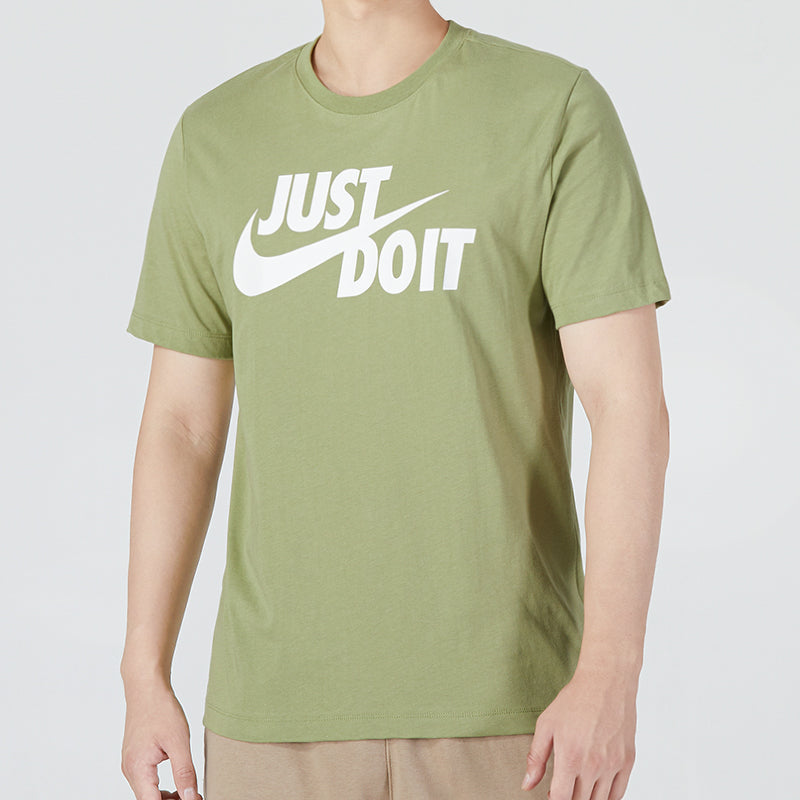 Men's Nike Large Alphabet Logo Printing Breathable Round Neck Casual Sports Short Sleeve Green T-Shirt AR5007-334