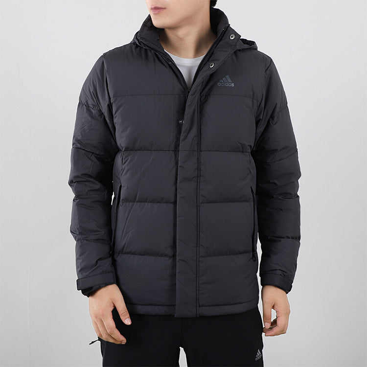 adidas Logo Print Casual Warm Sport Down Jacket Male Black GF0060