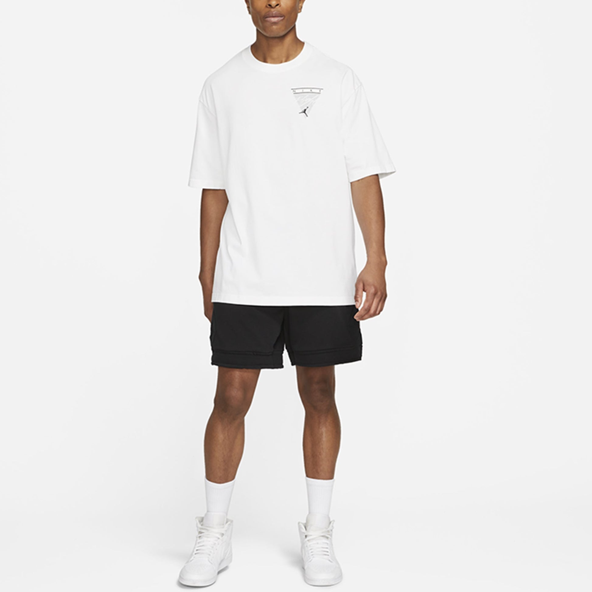 Men's Air Jordan Flight Essentials Washed Basketball Sports Printing Round Neck Short Sleeve White T-Shirt CZ8064-101