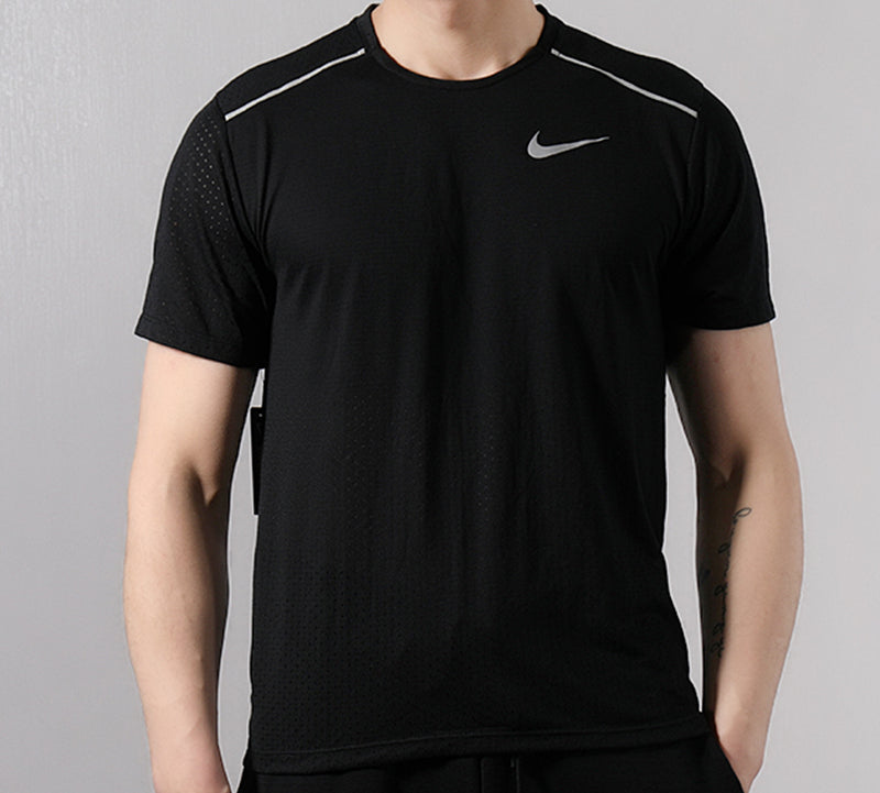 Nike Rise 365 Breathable Round Neck Short Sleeve Running Tops Black AQ9920-010