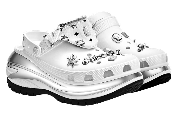 Crocs x MCM Mega Crush Clogs 'White Silver' MEXDAMM08WT