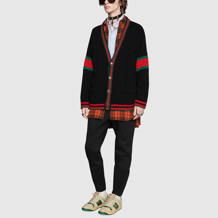 Gucci Cable Knit Oversize Cardigan 'Black' 497037-X1561-1082
