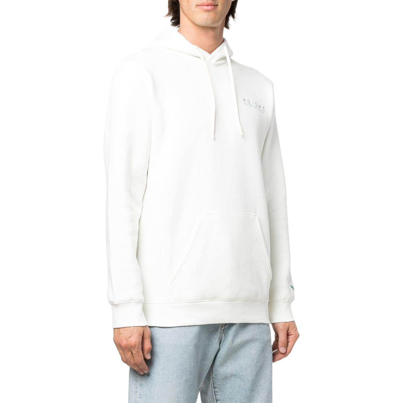 Men's adidas originals Back Logo Alphabet Printing Drawstring Hood Long Sleeves White HF4918
