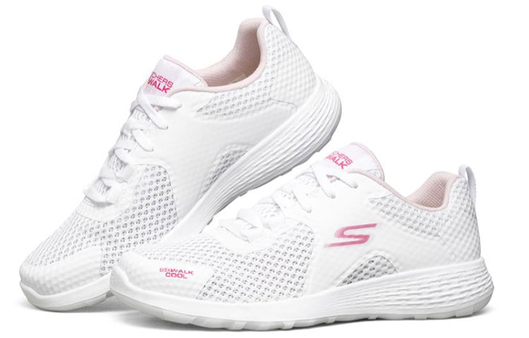 (WMNS) Skechers Go Walk Cool Running Shoes White/Pink 667081-WPK