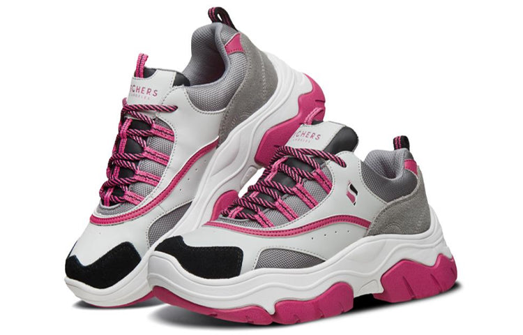 (WMNS) Skechers Black Jack Low-Top Daddy Shoes Grey/White/Pink 74236-GYFS