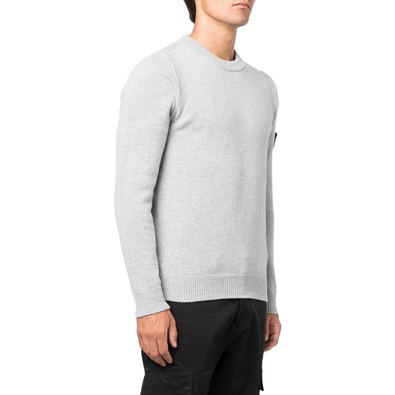STONE ISLAND Lambswool Crew Neck Knit 'Pearly Grey' 7715508A3-V0061