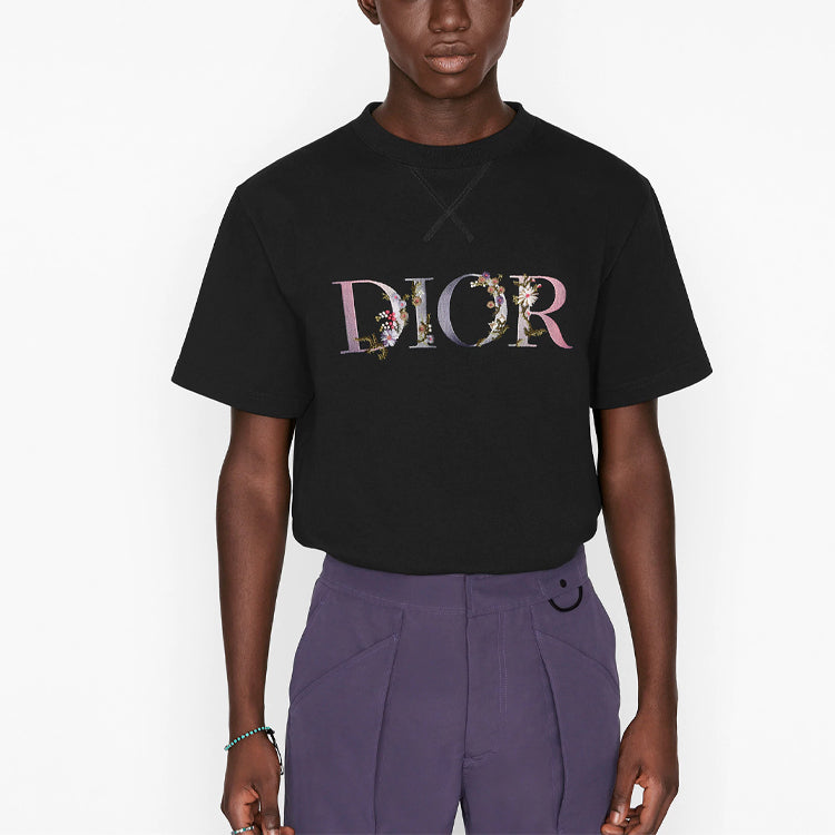 DIOR SS21 Flowers Floral Logo Embroidered Print Loose Crewneck Pullover For Men White 113J686A0554-C984