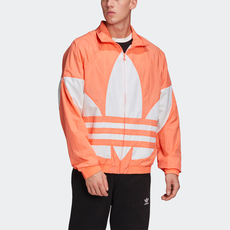 adidas originals SS20 Big Trefoil Track Jacket For Men Orange/White FM9890