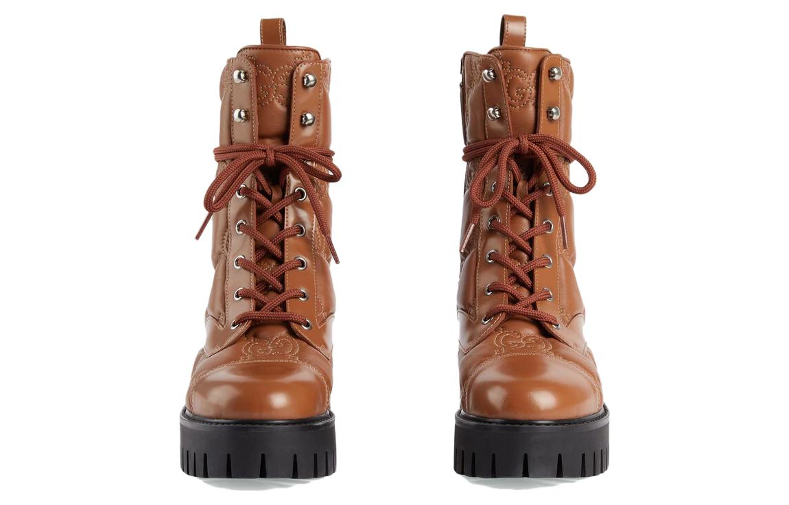 (WMNS) Gucci Quilted Lace-Up Boots 'Brown' 718386-DS8U0-2741