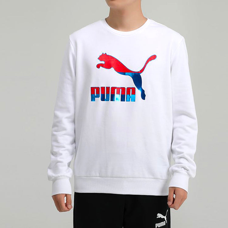 PUMA Casual Sports Round Neck Pullover White 599296-02
