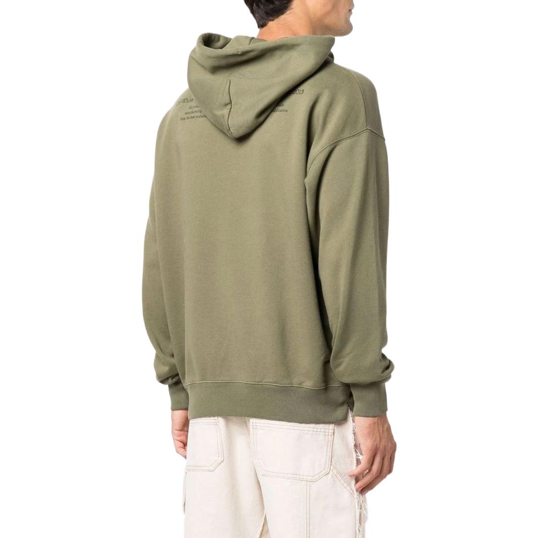 Men's Off-White SS22 Solid Color Illustration Printing Hooded Long Sleeves Version Green OMBB085F21FLE01355845584