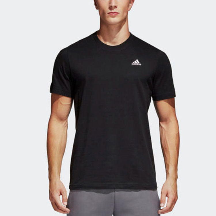 adidas Solid Color Logo Running Casual Short Sleeve Black S98742