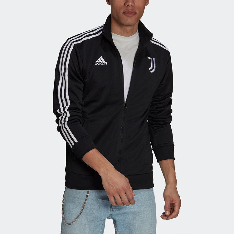 adidas Juve 3S Trk Top Contrasting Colors Stripe Soccer/Football Sports Jacket Black GR2929