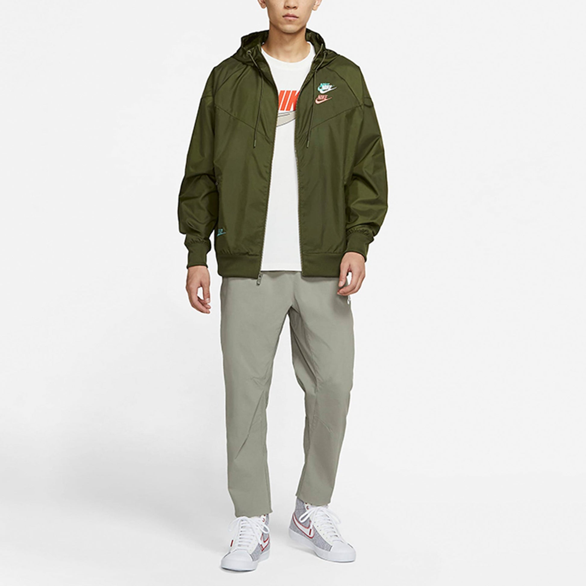Nike Embroidered Logo Sports Woven Hooded Jacket Olive Green DM7924-326