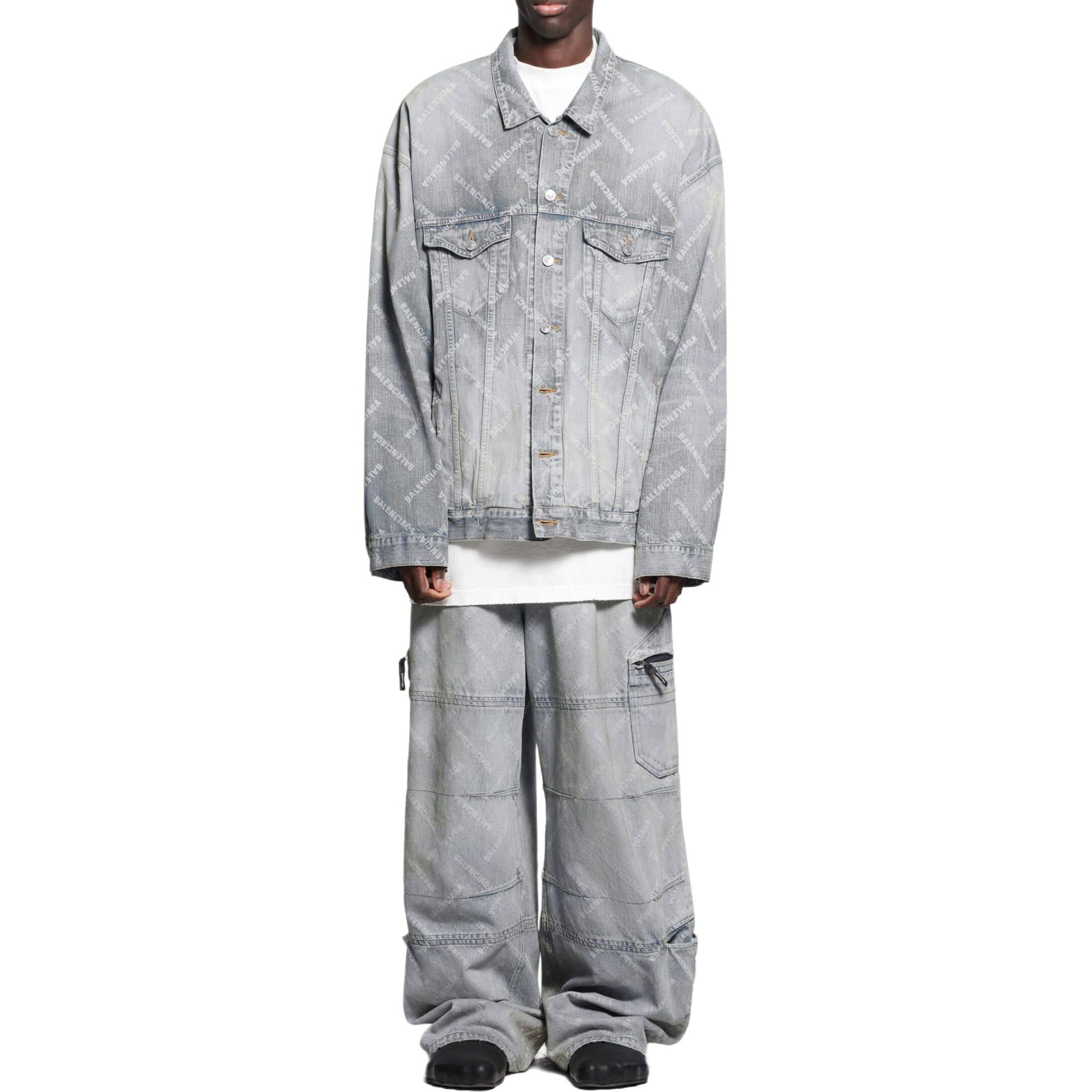 Balenciaga Bal Diagonal Allover Cargo Pants 'Light Blue' 767971TDW144979
