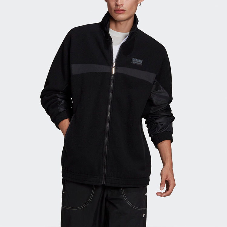 adidas originals Colorblock Stand Collar Casual Sports Jacket Black GD9428