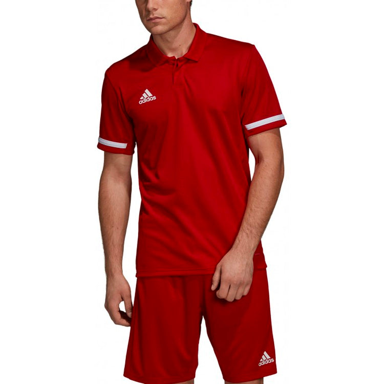 adidas Logo Pattern Loose Short Sleeve Polo Shirt Red DX7266