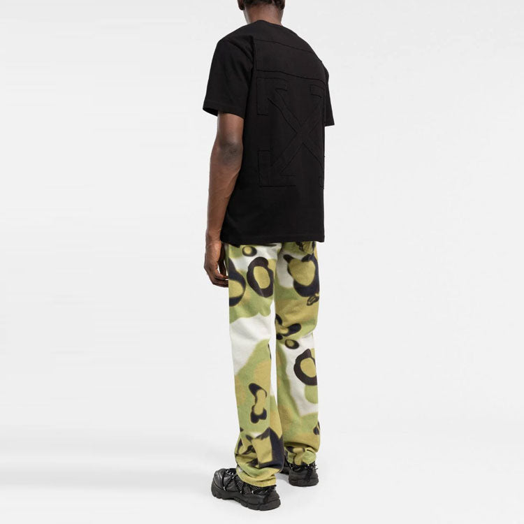 Men's Off-White FW21 Chest Logo Round Neck Short Sleeve Black T-Shirt OMAA027F21JER0061001