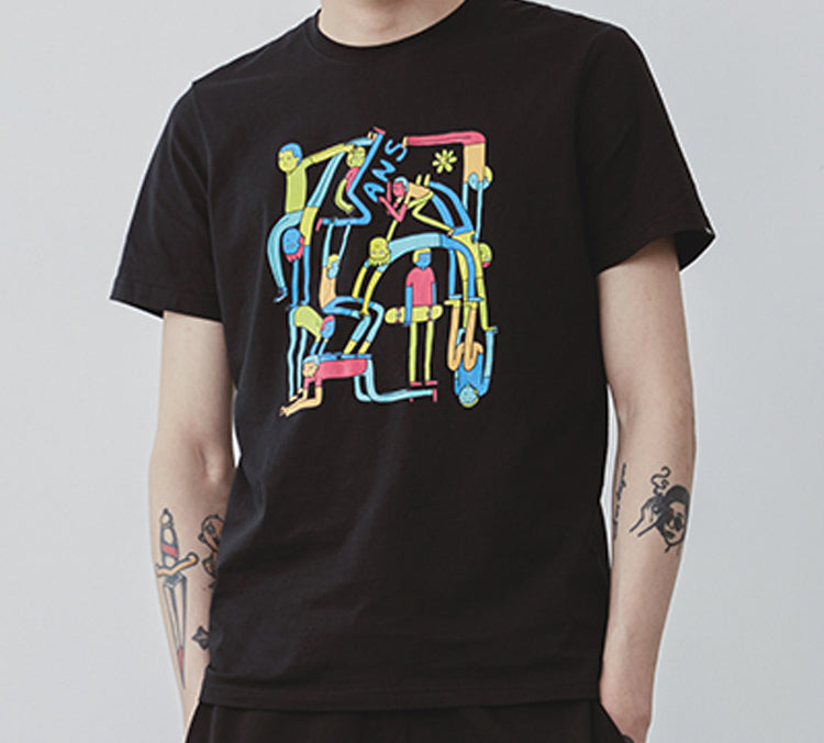 Vans OTW LICKPALIK Cartoon Printing Short Sleeve Couple Style Black VN0A4RAVBLK
