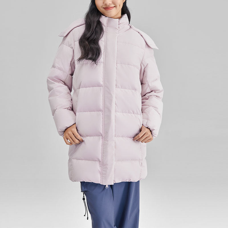 (WMNS) Skechers BASIC Long Down Jacket 'Pink' P423W085-0239
