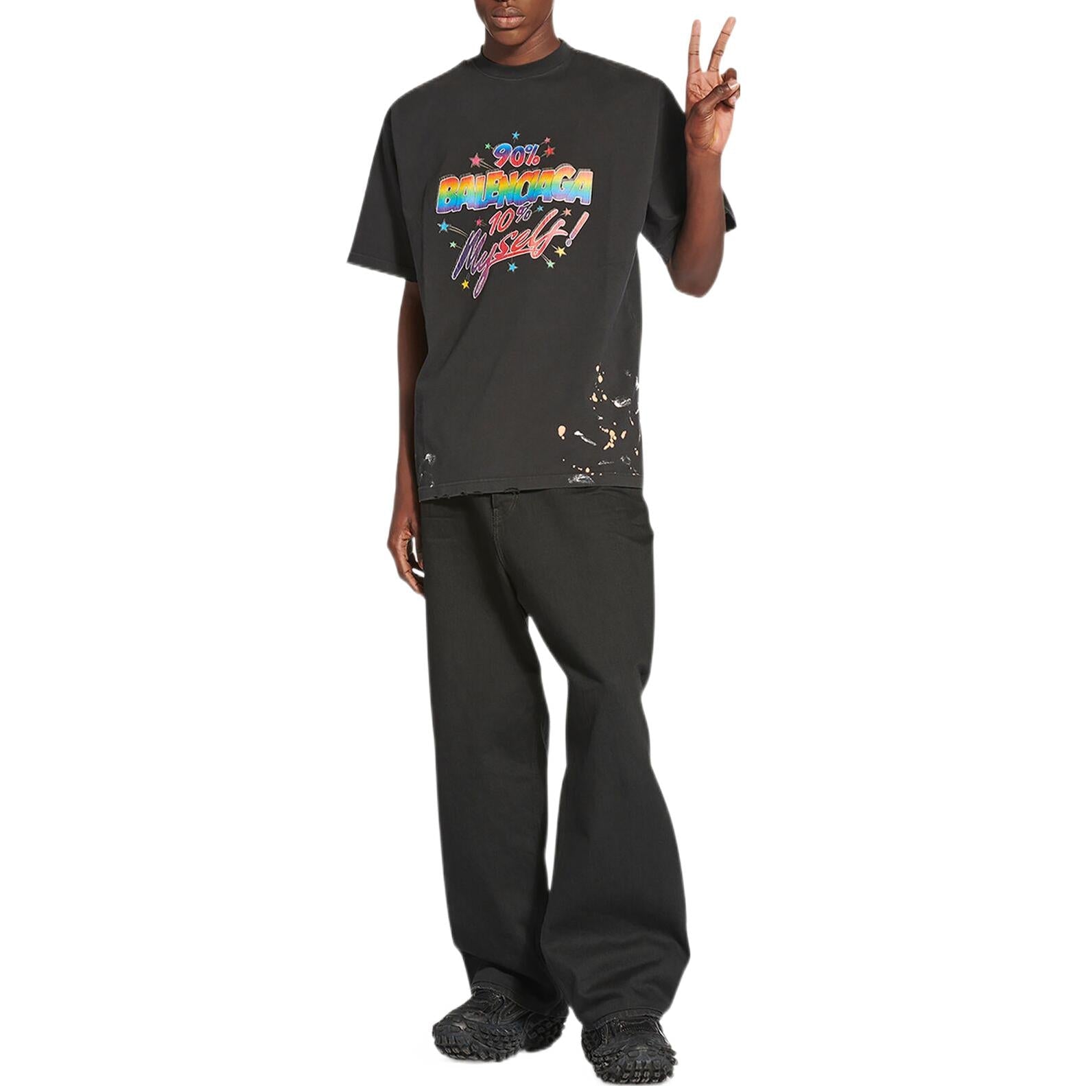 Balenciaga 90/10 T-Shirt Large Fit 'Black' 641675TMVH31055