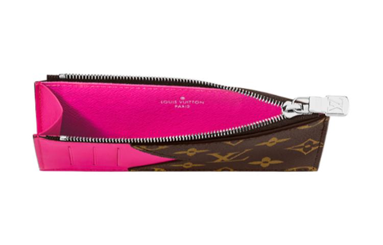 LOUIS VUITTON Monogram Macassar Canvas Coin Card Holder 'Fuchsia' M82912