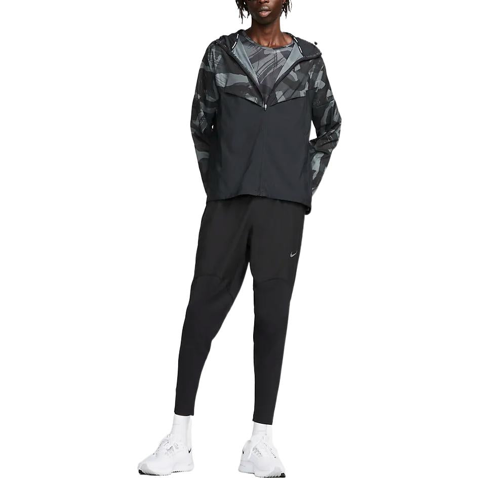 Men's Nike Splicing Waterproof Hooded Running Jacket Black DV5200-010