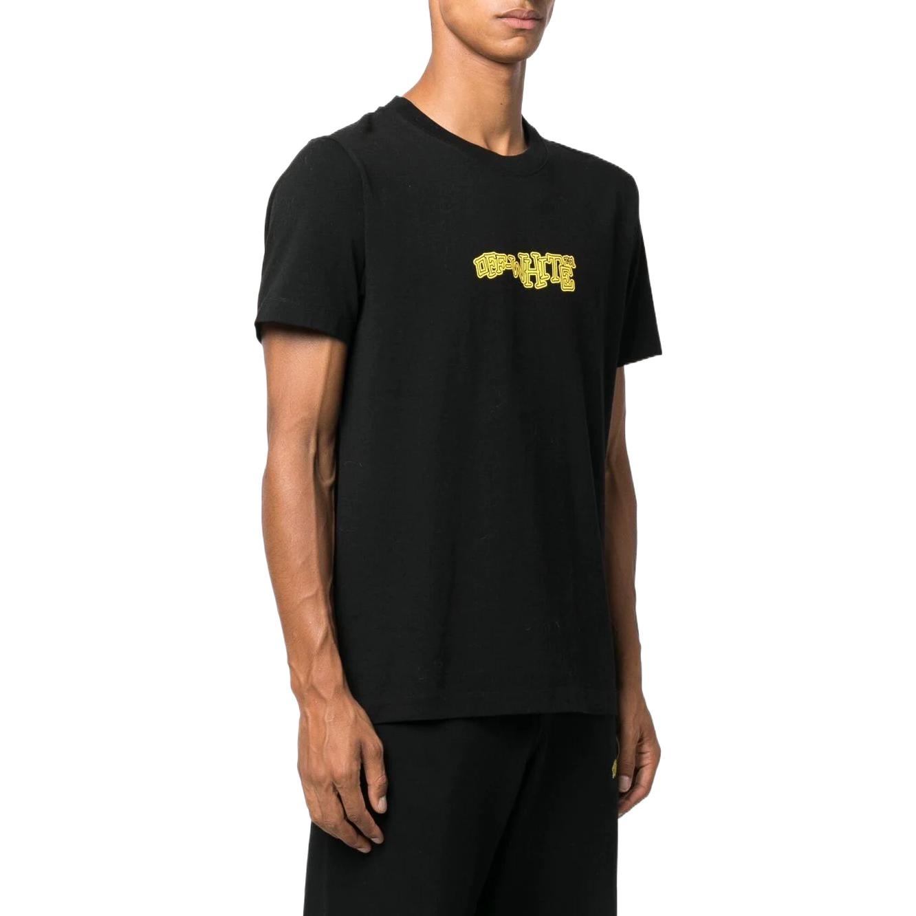Men's Off-White FW22 Arrow Logo Printing Round Neck Short Sleeve Fitted Fit Black T-Shirt OMAA027F22JER0381018