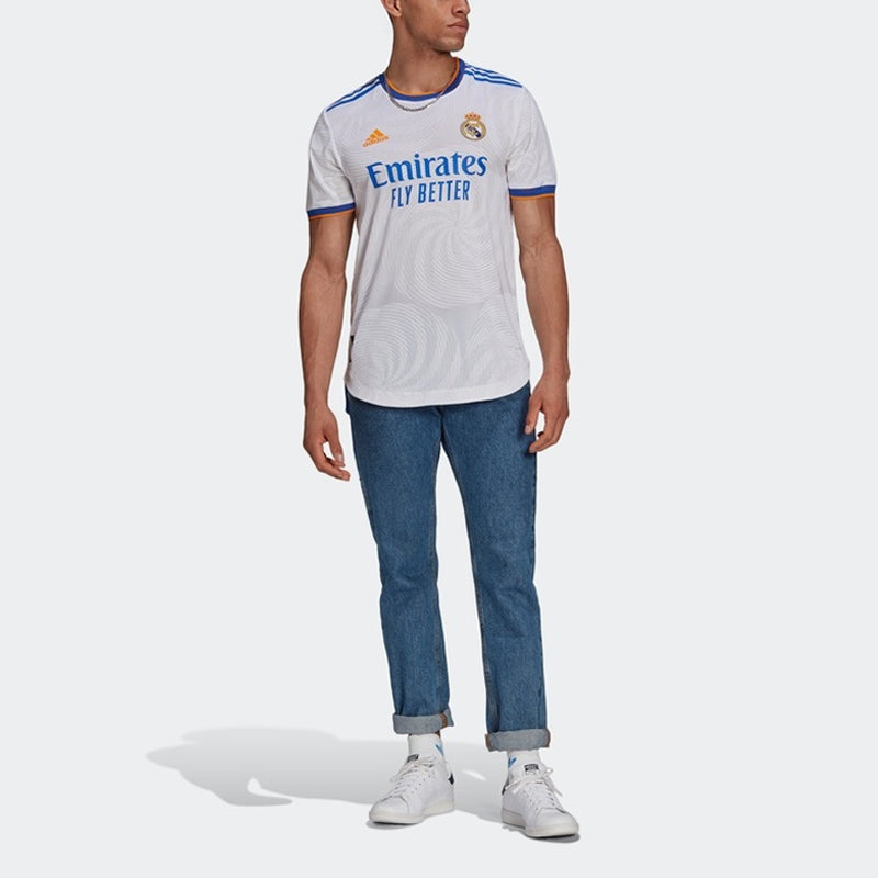 adidas real Madrid 21-22 Season Player Edition Home Alphabet Logo Stripe Sports Short Sleeve Soccer/Football White GQ1360