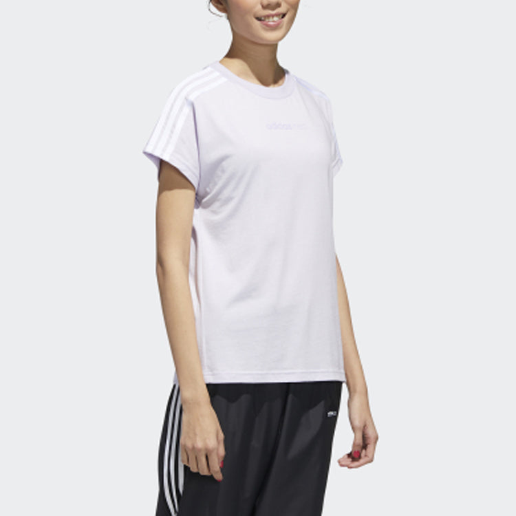 (WMNS) adidas neo Casual Sports Short Sleeve Purple White GJ5352