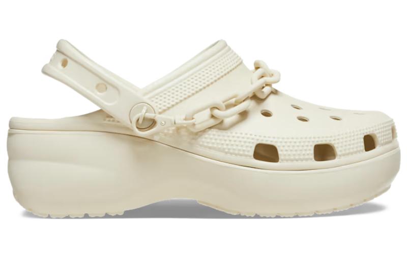 (WMNS) Crocs Classic Platform Chain Clogs 'Bone' 209022-2Y2