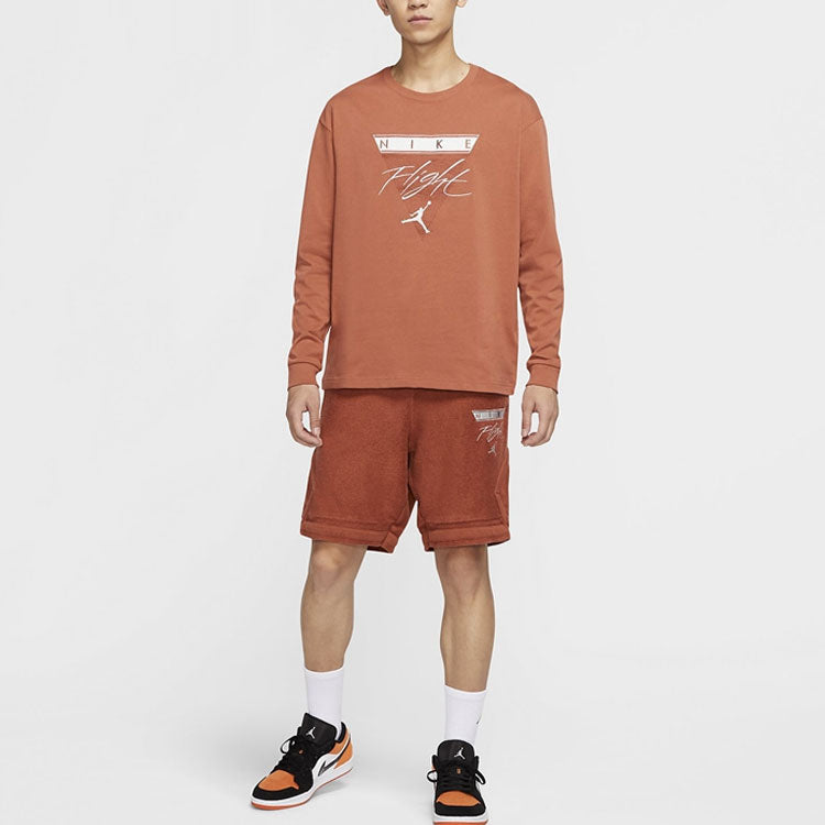 Air Jordan Label Casual Sports Long Sleeves T-Shirt Men's Gray Peach Red CZ1216-255
