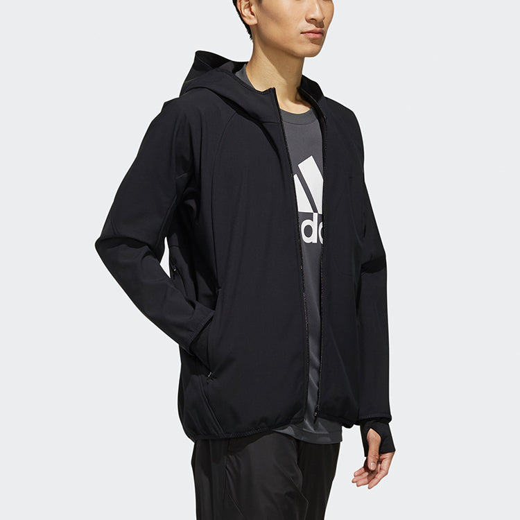 adidas M Wr Hd Jkt hooded casual Jacket Sports Black ED3726