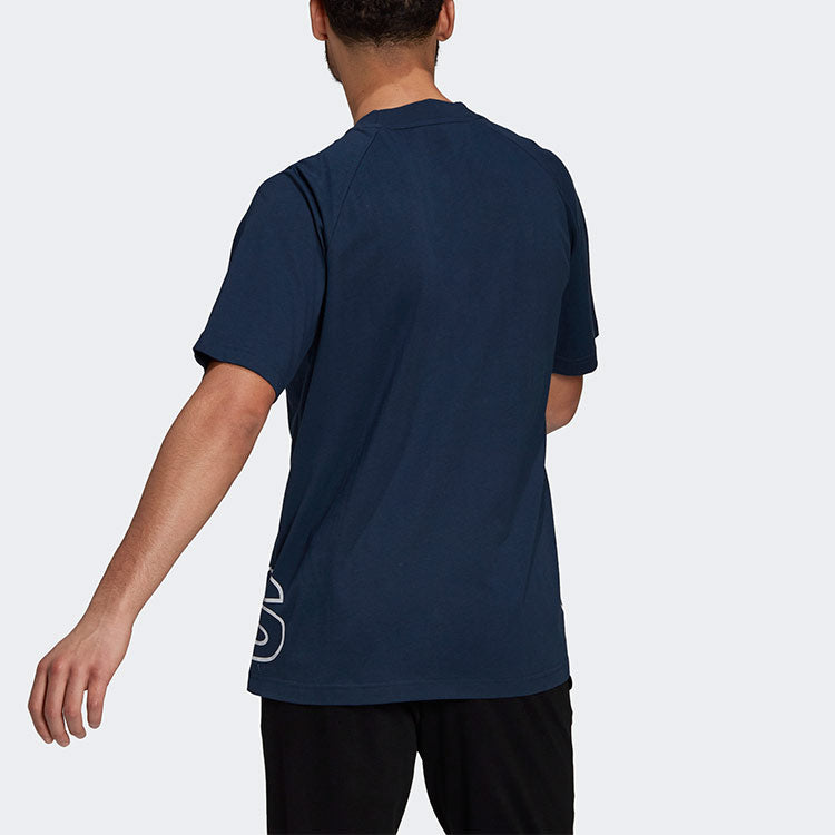 adidas U Big Logo T Printing Sports Round Neck Short Sleeve Navy Blue GU4292