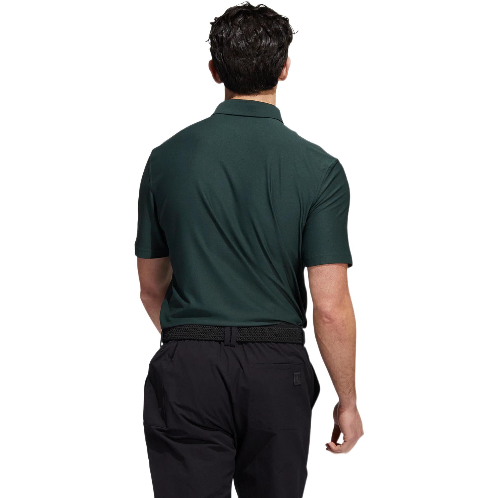 Men's adidas Solid Color Logo Embroidered Lapel Sports Short Sleeve Green Polo Shirt HN4537