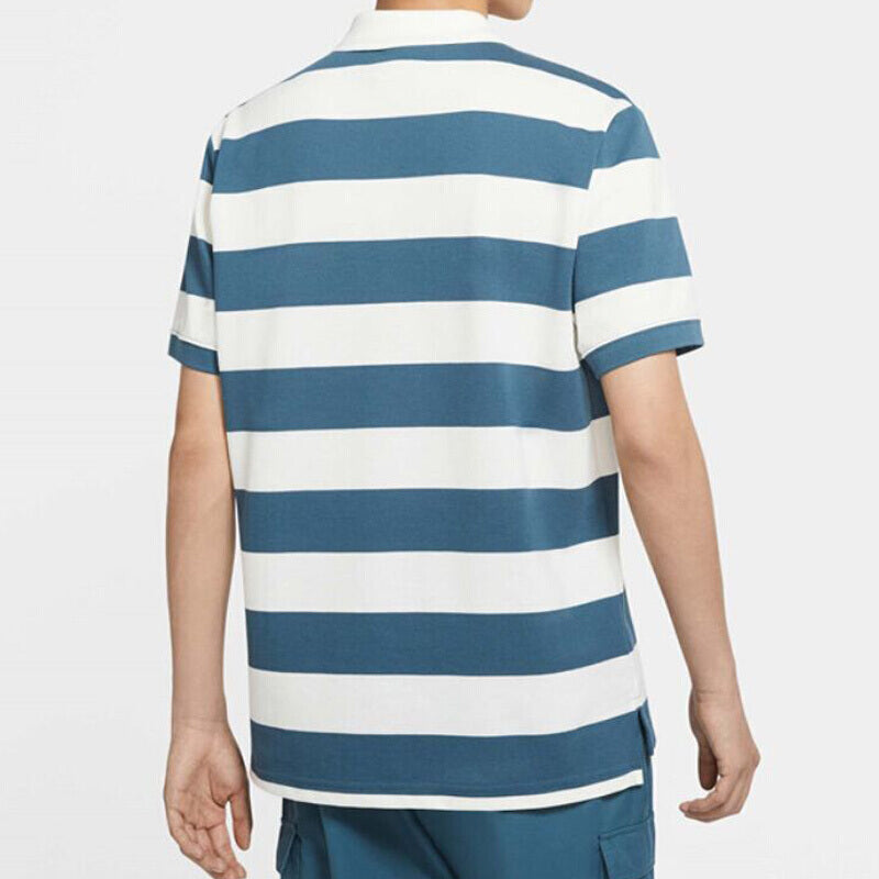 Nike Round Neck Pullover Stripe Casual Short Sleeve Polo Shirt Blue DJ0330-058