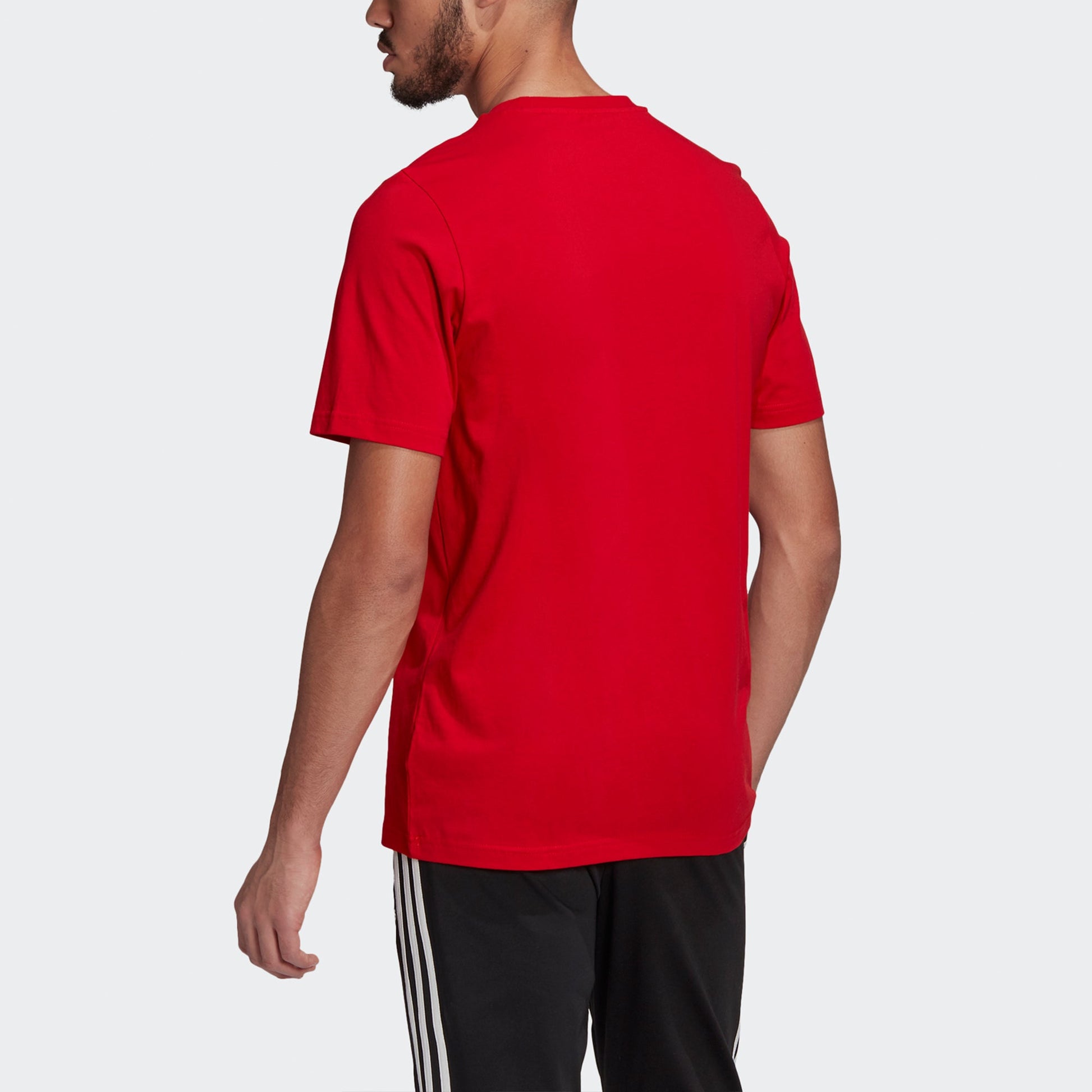 adidas Essentials Embroidered Logo Sports Round Neck Short Sleeve Red GK9642
