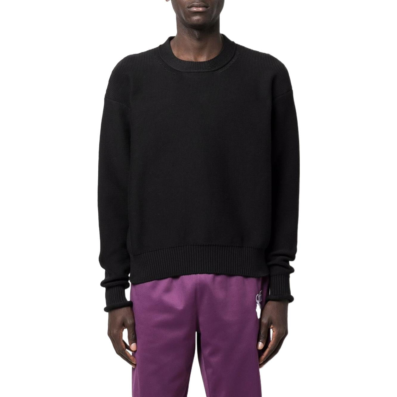 Off-White Wave Crew Neck Jumper 'Black' OMHE107S22KNI0021010