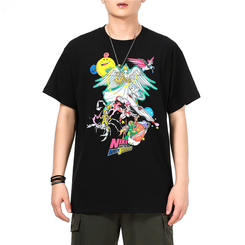 Men's Nike Sports Running Casual Printing Round Neck Short Sleeve Black T-Shirt DM7917-010