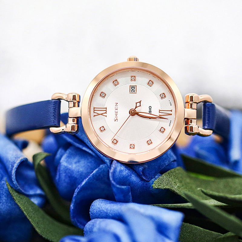 CASIO Quartz SHEEN Sapphire Crystal Waterproof Blue Strap Blue Analog SHE-4536PGL-7AUPRD