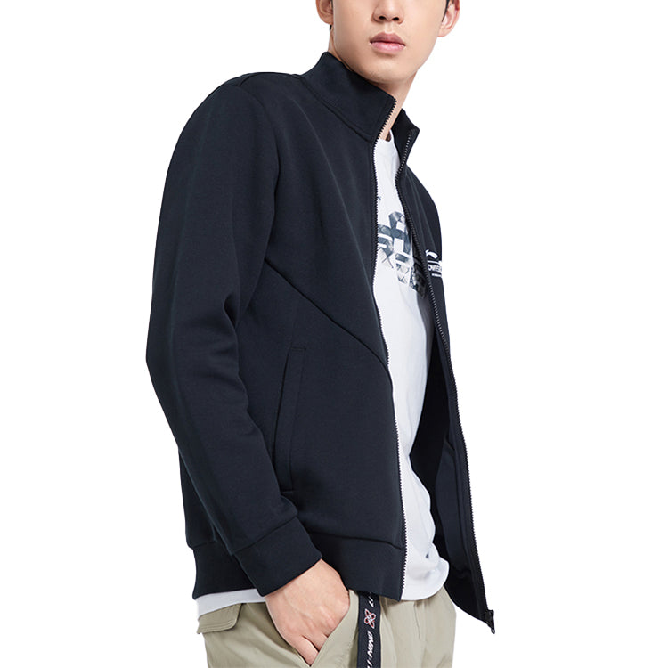 Li-Ning Athleisure Casual Sports Cardigan Stand Collar Jacket 'Black' AWDQ039-1