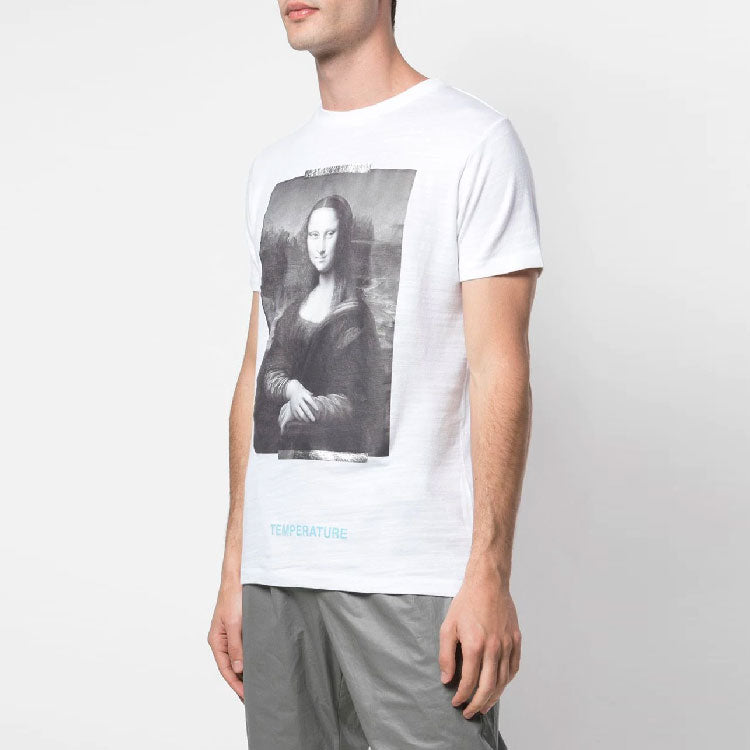 Off-White x MCA Crossover Mona Lisa Printing Round Neck Pullover Short Sleeve Slim Fit Version White OMAA002G190010170188