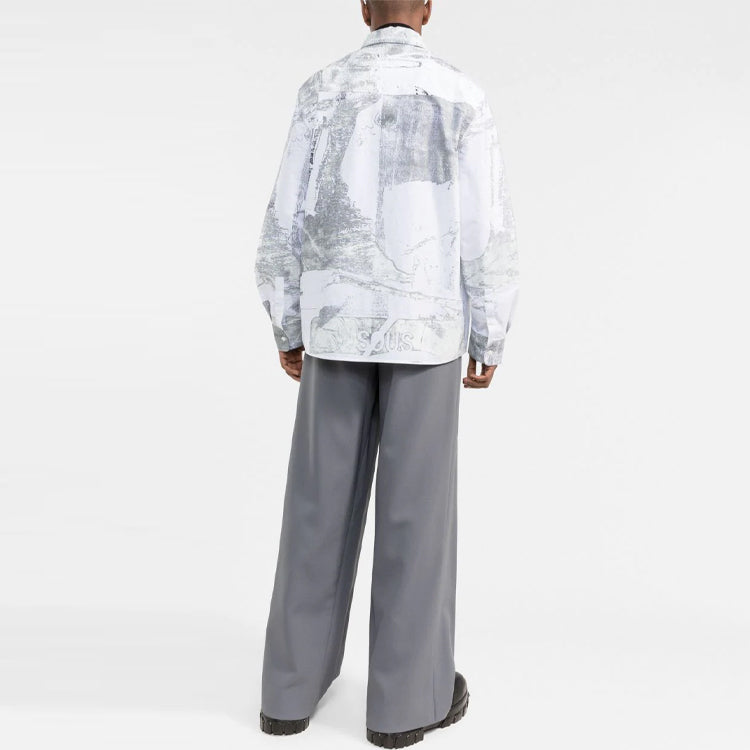 Off-White Abstract Print Button Front Shirt OMGA190F21FAB0068400
