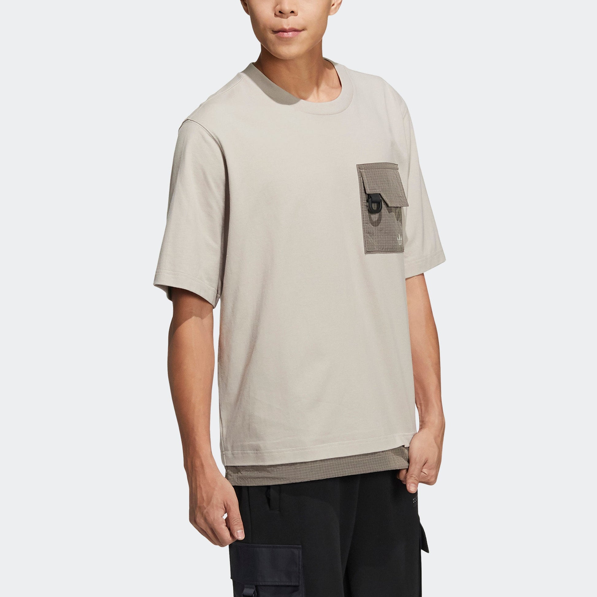 Men's adidas originals Im Ss Tee Chest Cotton Round Neck Sports Short Sleeve College Silver Gray T-Shirt HE6617