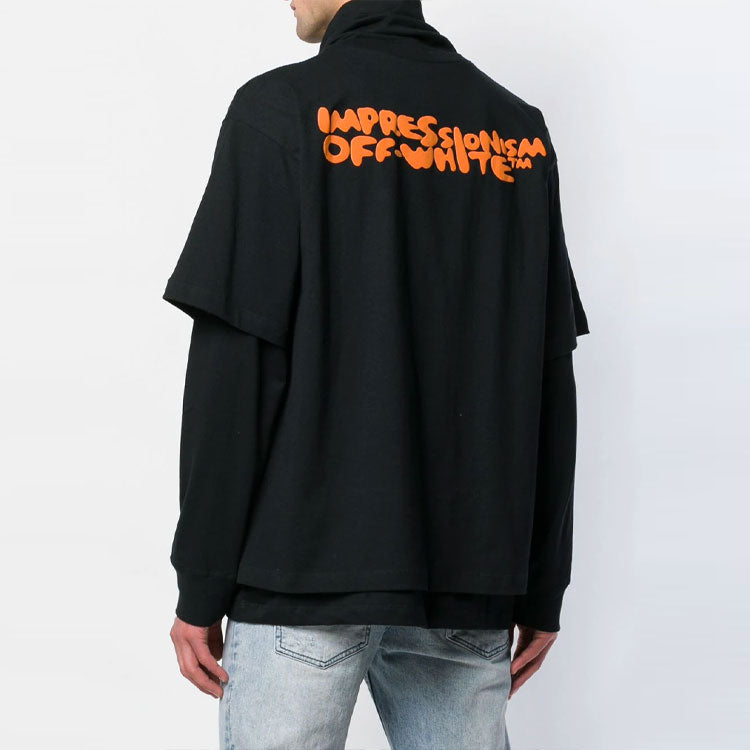 Off-White Alphabet Pattern Printing Zipper lapel Long Sleeves Black OMAB027R191850141019