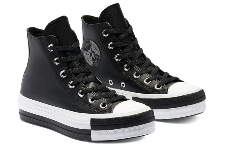 (WMNS) Converse Ctas Double Stack Lift Hi White Black Sneakers 'Black White' 569428C