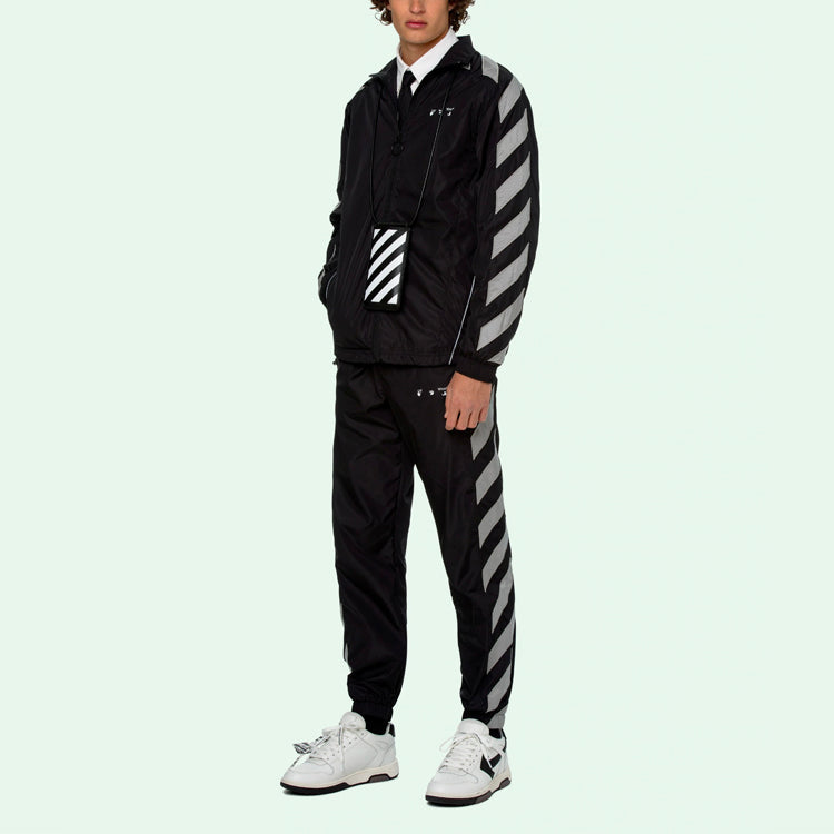Off-White SS21 Side Sleeve Stripe Training Jacket Black OMBD022R21FAB0011006