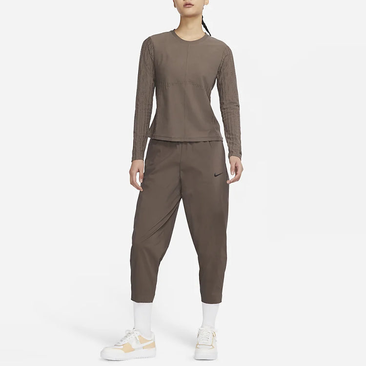 (WMNS) Nike SS22 Sportswear Dri-FIT Adv Tech Pack Quick Dry Knit Round Neck Long Sleeves Brown T-Shirt DM6165-004
