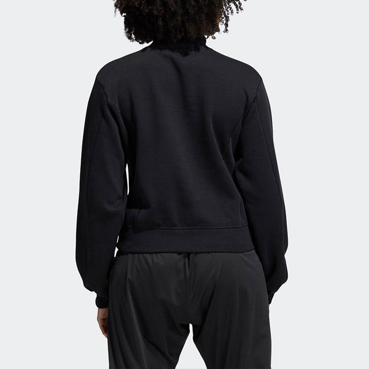 (WMNS) adidas Solid Color High Collar Pullover Hoodie Black GR8118